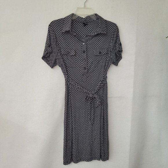 St Tropez West Dress Girls 14 Black/White Collared Button Tie Front Pocket Dress - Picture 1 of 10